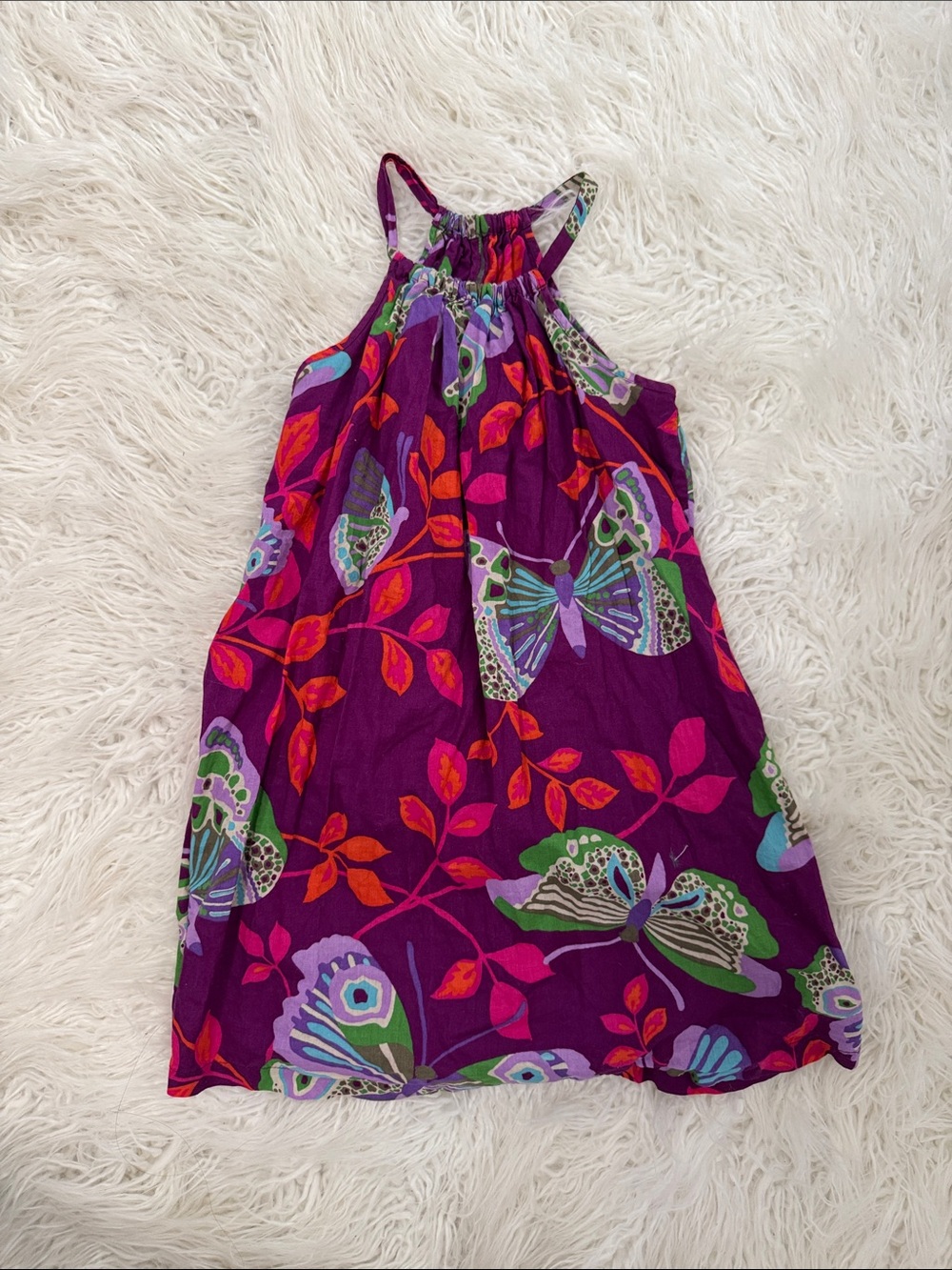 GAP Purple Butterfly Halter-Style Casual Dress